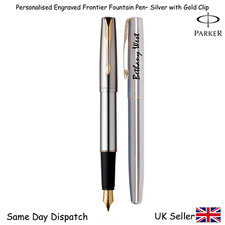 PERSONALISED ENGRAVED PARKER FRONTIER FOUNTAIN PEN -BLACK Gold - CHRISTMAS GIFT
