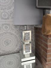 Mirrored Rectangle 2 Crushed Diamond Box Table Lamp Beautiful Bedside & Desk