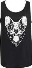 Mens Gothic Tank Top Cat Kitty Skull Satanic Tattoo Moon Spider web