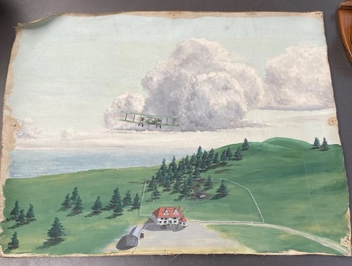 Vintage hand painted biplane - painted,
