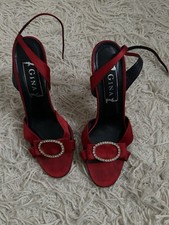 Gina Black Swarovski Crystal Encrusted Open-Toe Shoes Size 39 UK 6