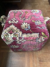 Vintage Carpet Bag Square Footstool. Exminster  Carpet