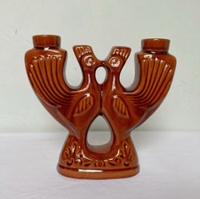 Vtg Terracotta Kissing Bird Candelabra Candle Holder 20cm Decorative Rustic Folk