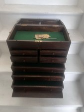 Mid Century  Engineers Wooden Tool Cabinet Chest with 7 Drawers Felt lined 1950s