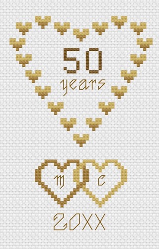 Golden wedding hearts - golden,