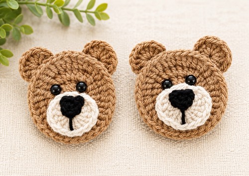 Crochet teddy mocha - mocha, applique