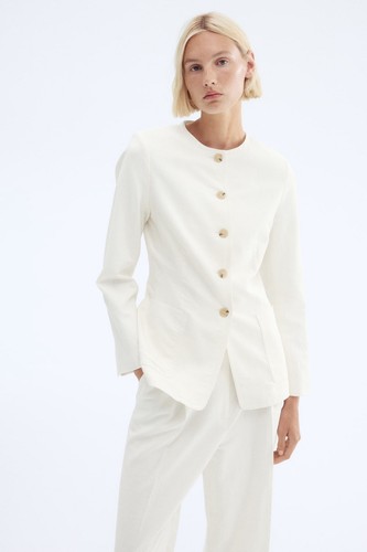 Linen ivory basic jacket s - h&m,