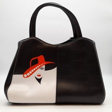 Black Handbag With Face Lady Design Top Handle  (#H1/15)