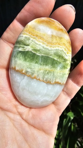 Large green banded calcite - green,