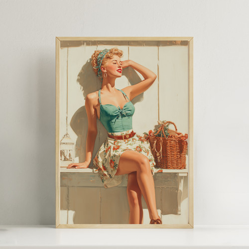 Vintage picnic woman bathing - vintage,