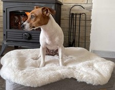 Omlet Topology cream Faux fur / sheepskin 36/ MEDIUM Dog Bed Cover / liner / mat