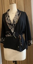 Kimono Style Wrap Top 100% Silk Jet Black, Size M/L,  New without Tags