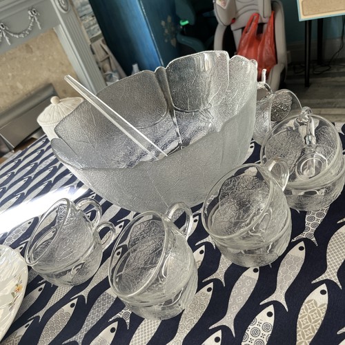 Glass punch bowl set - glass,
