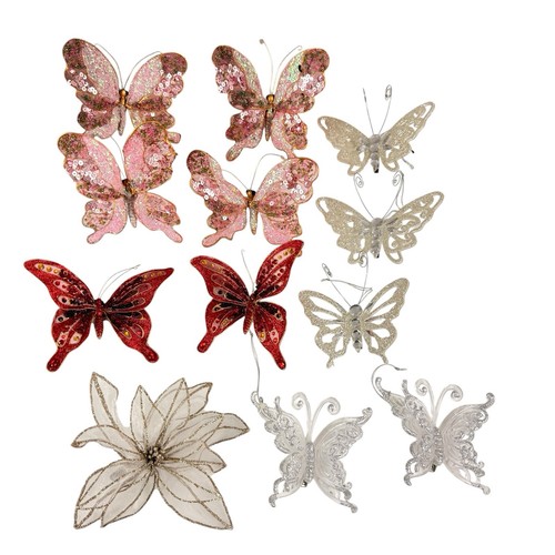 Butterfly clip ornaments - butterfly, on