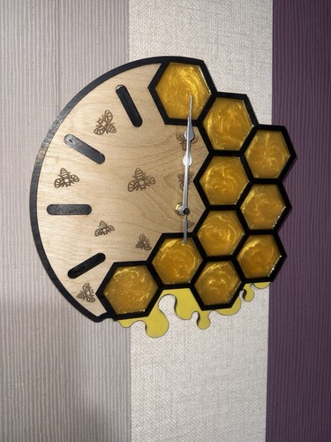 Birch wood clock with epoxy - birch,