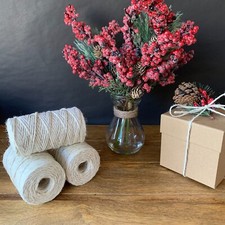 Cream Twine Natural Christmas Jute Burlap 5-110m 3Ply 3MM Thick Parcel String