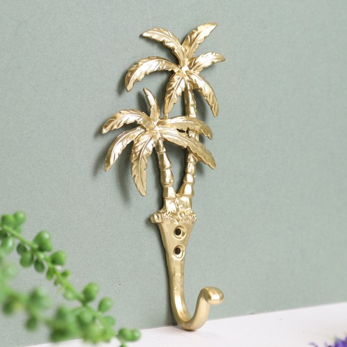 Palm tree gold wall hook - palm, metal