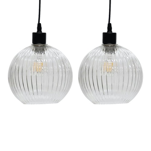 Set clear ribbed glass - set, of