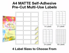 A4 Matte Pre-Cut Labels, Printable Matt Sticker Paper, Packaging & Product Tags