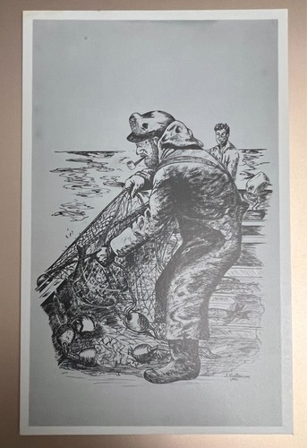 Salmon net fisherman drawing - net,