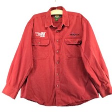 Cabela's Men's Button-Up Shirt Red Large Long Sleeve Flap Pockets Innotek