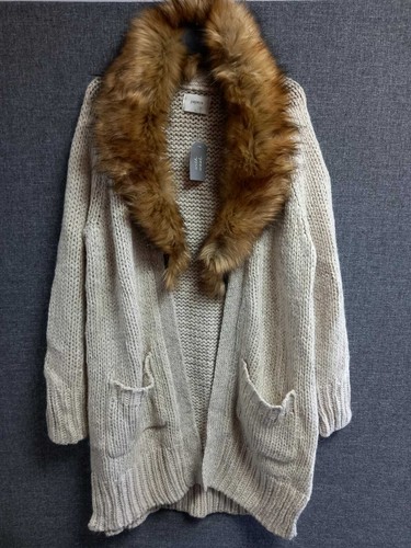Papaya faux fur trim cardigan - papaya,