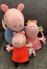 Peppa Pig fairy princess TY plush beanie soft toy pink with wand and Daddy Pig