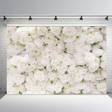 New Floral Wall Backdrop 7X5 FT White Rose Flower Curtain Vinyl Party Backdrops
