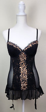 Marilyn Monroe Black Lace Sheer Cheetah Lingerie Intimates Garter Belt Size S