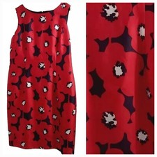 Hobbs Size 16 Dress Silk Wool Poppy poppies Red Navy blue flower  print Occasion