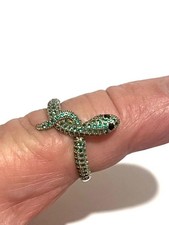 STUNNING LADIES STERLING SILVER GREEN SERPANT SNAKE RING SIZE P 925 ELANZA