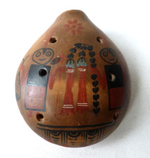 Peruvian Ocarina Clay Whistle Face 6 Hole Instrument