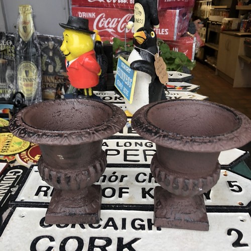 Cast iron pair garden urns - pair,