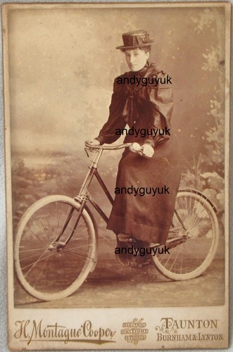 Cabinet card lady - lady, bicycle