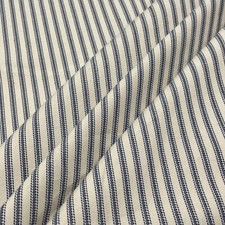 Luxury French Ticking Stripe Fabric Navy 100% Cotton Herringbone Curtains Blinds