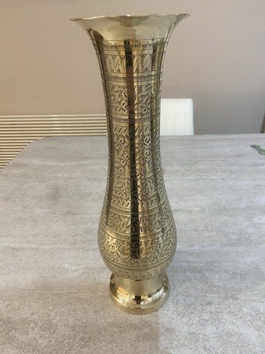 Ornate brass vase - (36cm),