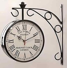 Double Sided Clock Black 8"