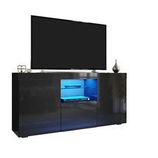 135cm TV Unit Cabinet Sideboard Black/White High Gloss Doors Large Storage Space
