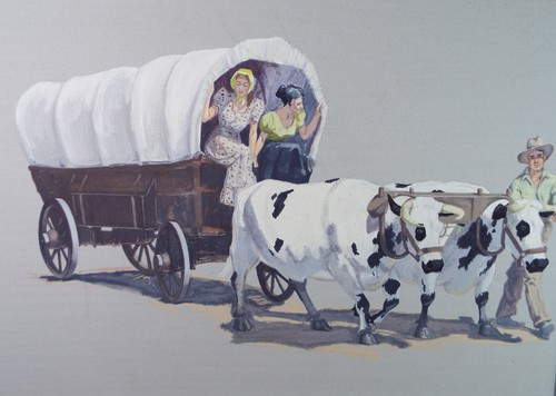 Original gouache cattle - original, 'cattle