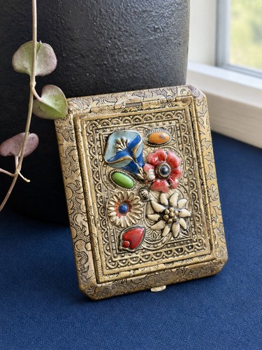 Antique ornate floral enamel - ornate,