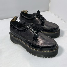 Dr Martens Ramsey Quad Black/purple Haze Leather Faux Fur Lined Shoes Uk Size 6