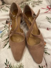 Russell And Bromley Ladies Smart Beige Suede 2” Heeled Evening Shoes Vgc