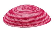 Pink knit yarmulke yamaka - yarmulke,