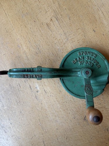 Vintage cast iron bean slicer - cast,