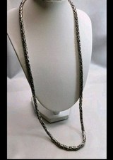 Nice Heavy .925 Sterling Silver Byzantine Chain Necklace 25" Long  73g