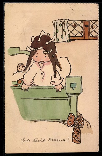 Little girl with doll - , in