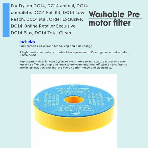 Washable pre motor - washable, filter