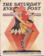 OCT 29 1932 Art Deco Halloween Costume Pumpkin SATURDAY EVENING POST COVER ONLY