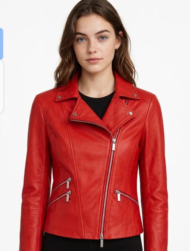 Women red real lambskin - real,