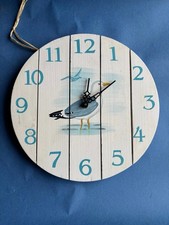 Charming Seagull Beach Wall Clock Battery Operated Quartz Movement Coastal Home